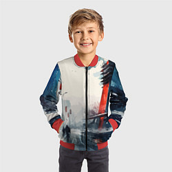 Бомбер детский Наш город - коллекция Бело-сине-красный - Хуф и Ся, цвет: 3D-красный — фото 2