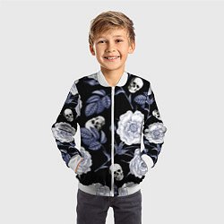 Бомбер детский Черепа с розами, цвет: 3D-белый — фото 2