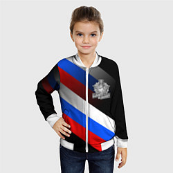 Бомбер детский Пограничные войска - флаг РФ, цвет: 3D-белый — фото 2