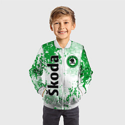 Бомбер детский Skoda auto logo, цвет: 3D-белый — фото 2