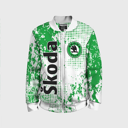 Детский бомбер Skoda auto logo / 3D-Белый – фото 1