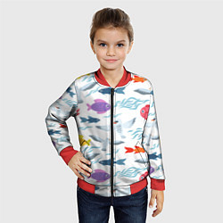 Бомбер детский Рыбы и чайки, цвет: 3D-красный — фото 2