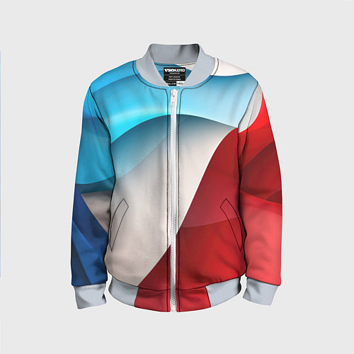 Детский бомбер Белые синие и красные волны / 3D-Серый – фото 1