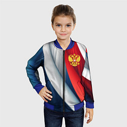 Бомбер детский Герб России абстракция, цвет: 3D-синий — фото 2