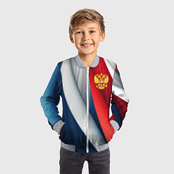 Бомбер детский Герб России абстракция, цвет: 3D-серый — фото 2