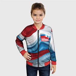 Бомбер детский Флаг России абстракт, цвет: 3D-красный — фото 2