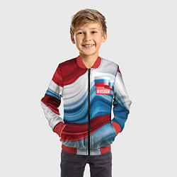 Бомбер детский Флаг России абстракт, цвет: 3D-красный — фото 2
