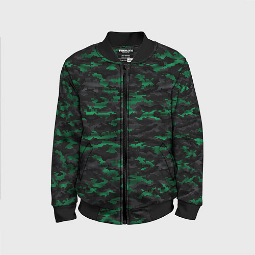 Детский бомбер Точечный камуфляжный узор Spot camouflage pattern / 3D-Черный – фото 1