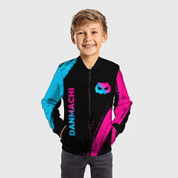Бомбер детский DanMachi - neon gradient: надпись, символ, цвет: 3D-черный — фото 2