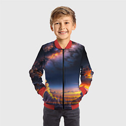Бомбер детский Млечный путь и облака на закате, цвет: 3D-красный — фото 2