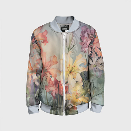 Детский бомбер Акварельные лилии / 3D-Серый – фото 1
