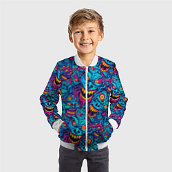 Бомбер детский Неоновые монстры - graffiti art style pattern, цвет: 3D-белый — фото 2