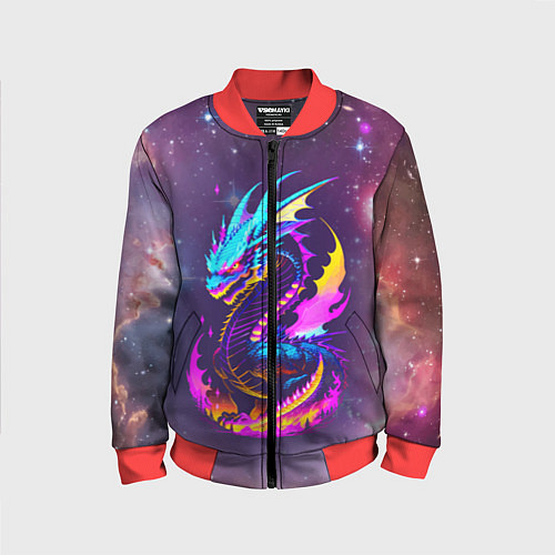 Детский бомбер Space dragon - neon glow - neural network / 3D-Красный – фото 1