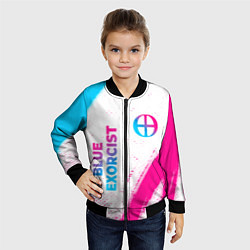 Бомбер детский Blue Exorcist neon gradient style: надпись, символ, цвет: 3D-черный — фото 2