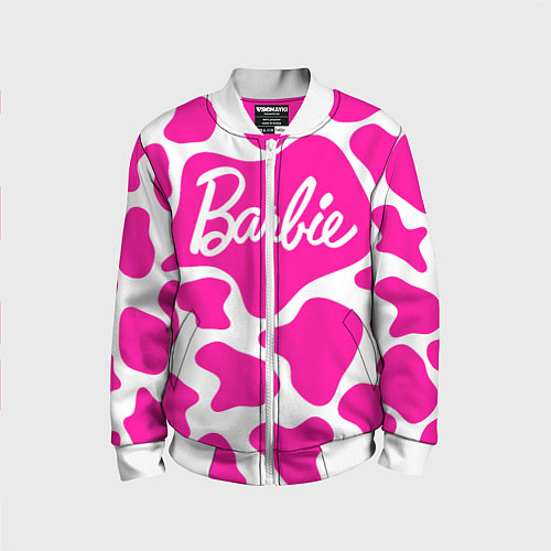 Детский бомбер Животный паттерн - Барби / 3D-Белый – фото 1