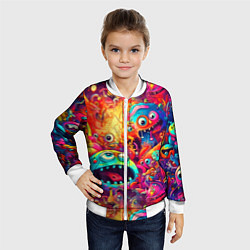 Бомбер детский Кислотные чудики, цвет: 3D-белый — фото 2
