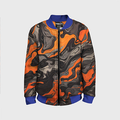 Детский бомбер Оранжево-черный камуфляж / 3D-Синий – фото 1