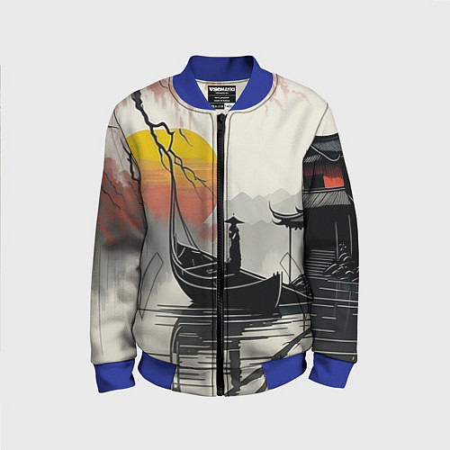 Детский бомбер Красота Японии / 3D-Синий – фото 1