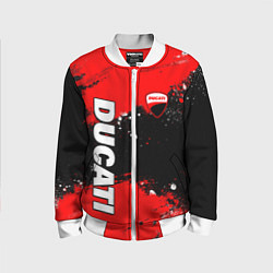 Бомбер детский Ducati - красная униформа с красками, цвет: 3D-белый