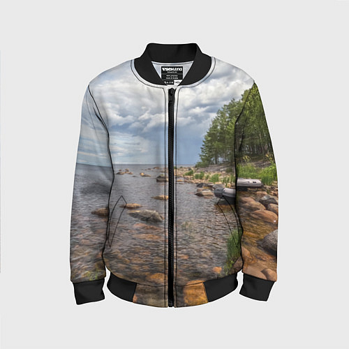 Детский бомбер Лодка на Ладоге / 3D-Черный – фото 1