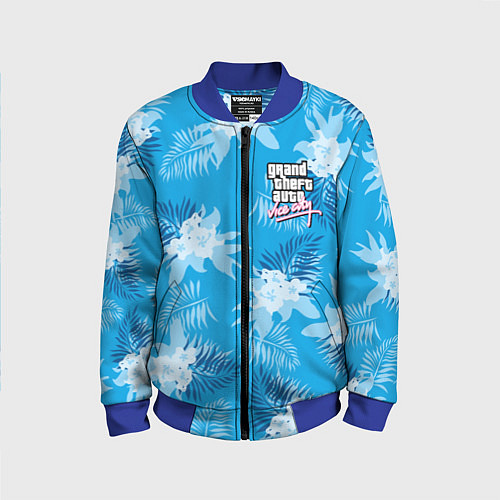 Детский бомбер Цветочный паттерн - GTA vice city / 3D-Синий – фото 1