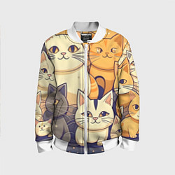 Бомбер детский Кошачий принт от нейросети, цвет: 3D-белый