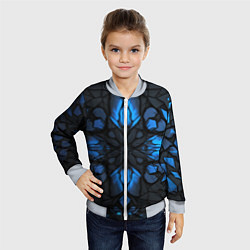 Бомбер детский Синий абстрактный узор на плитах, цвет: 3D-серый — фото 2