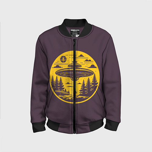 Детский бомбер Инопланетное вторжение летающая тарелка / 3D-Черный – фото 1