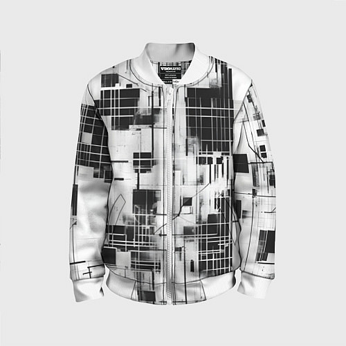 Детский бомбер Кибер Сетка гранж / 3D-Белый – фото 1