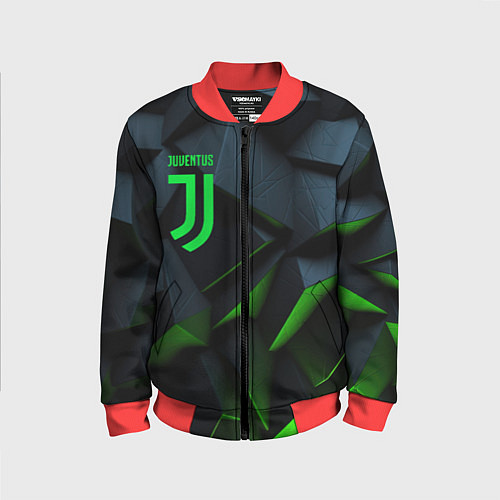 Детский бомбер Juventus black green logo / 3D-Красный – фото 1