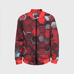 Детский бомбер Cyber hexagon red