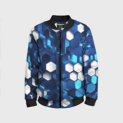 Детский бомбер Cyber hexagon Blue