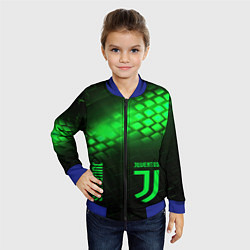 Бомбер детский Juventus green logo neon, цвет: 3D-синий — фото 2