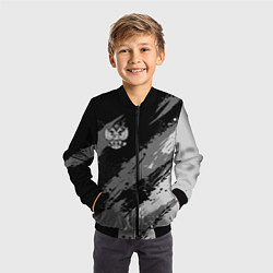 Бомбер детский Герб РФ - монохромный, цвет: 3D-черный — фото 2