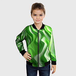 Бомбер детский Зеленые объемные полосы, цвет: 3D-черный — фото 2