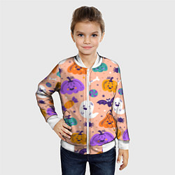 Бомбер детский Halloween - pumpkins and ghosts, цвет: 3D-белый — фото 2