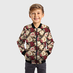 Бомбер детский Винтажные цветы паттерн, цвет: 3D-черный — фото 2