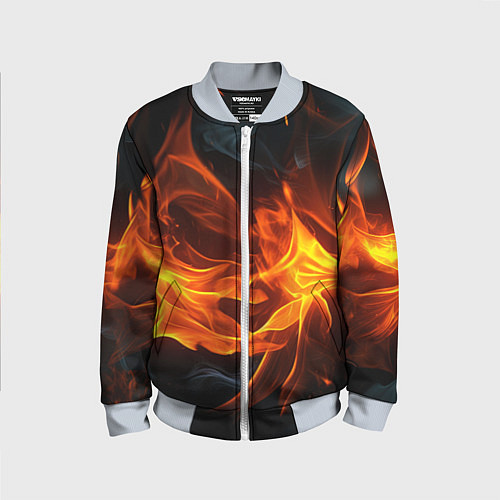 Детский бомбер Пламя костра / 3D-Серый – фото 1
