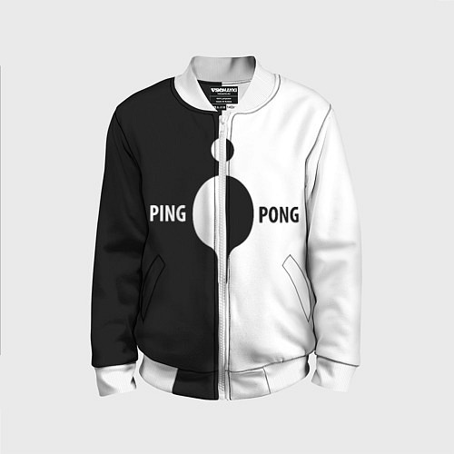 Детский бомбер Ping-Pong черно-белое / 3D-Белый – фото 1