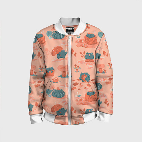 Детский бомбер Осенние лягушки / 3D-Белый – фото 1