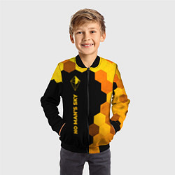 Бомбер детский No Mans Sky - gold gradient: по-вертикали, цвет: 3D-черный — фото 2