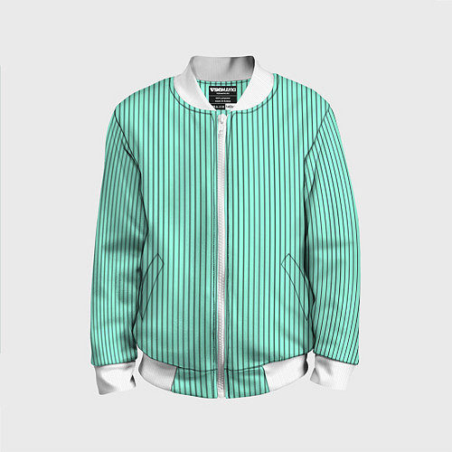 Детский бомбер Мятный полосатый / 3D-Белый – фото 1