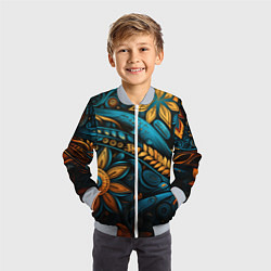Бомбер детский Узор с растительными элементами, цвет: 3D-серый — фото 2
