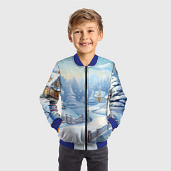 Бомбер детский Снежная тропинка, цвет: 3D-синий — фото 2