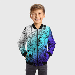 Бомбер детский Часы время градиент, цвет: 3D-черный — фото 2