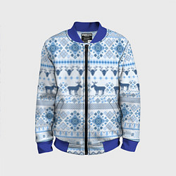 Детский бомбер Blue sweater with reindeer