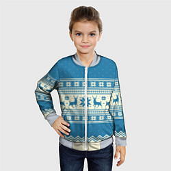 Бомбер детский Sweater with deer on a blue background, цвет: 3D-серый — фото 2