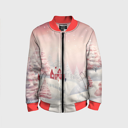 Детский бомбер Снежное сияние ночи / 3D-Красный – фото 1