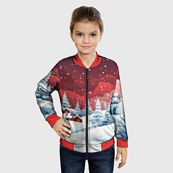Бомбер детский Искрящийся новогодний воздух, цвет: 3D-красный — фото 2