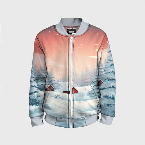 Детский бомбер Погружение в зимнюю атмосферу / 3D-Серый – фото 1